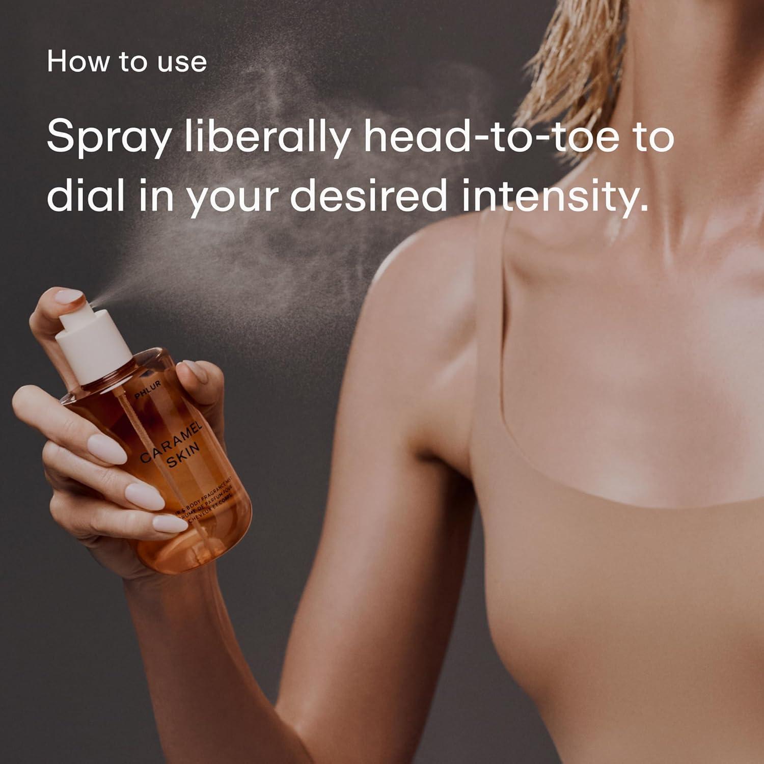 imagePHLUR Vanilla Smoke Body Mist Hair and Body Fragrance Mist Cashmere Vanilla Body Spray with Pink Pepper Bergamot Tonka Bean ampamp Incense 8 Fl OzCaramel Skin